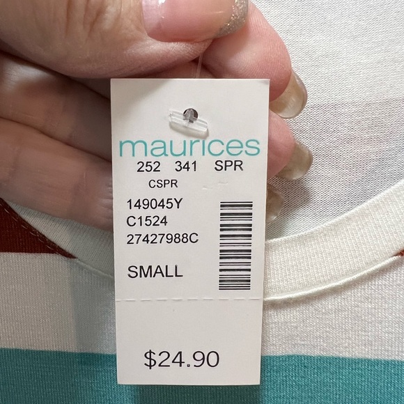 24/7 Maurices New with tags, scooped neck striped long shirt - Picture 4 of 5